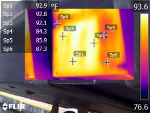 "Picture in Picture" Thermal Image of a Fiberglass Patch Under the Gel Coat with Residual Trapped Water Around the Patch. 